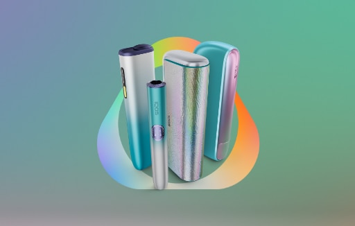 All three IQOS ILUMA i devices in the Remix Limited Edition, set against a background in Remix colours.