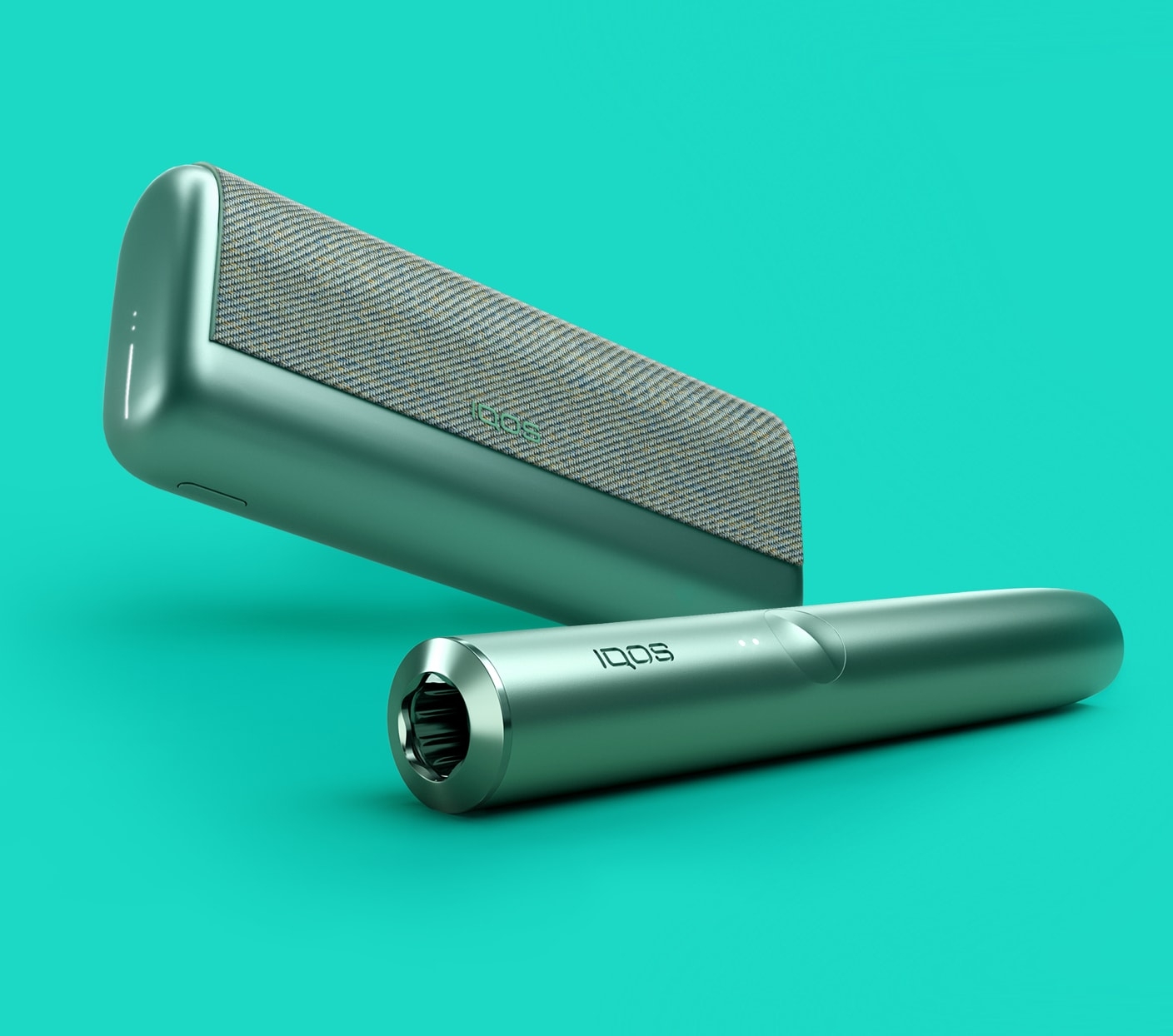 Jade Green zeleni IQOS ILUMA PRIME držač i džepni punjač u istoj boji.