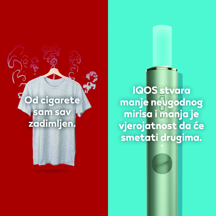 IQOS stvara manje neugodnog mirisa i manja je vjerojatnost da će smetati drugima.