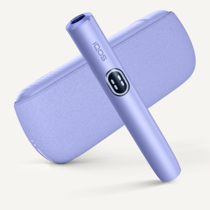 Violet IQOS ILUMA i device above its charger