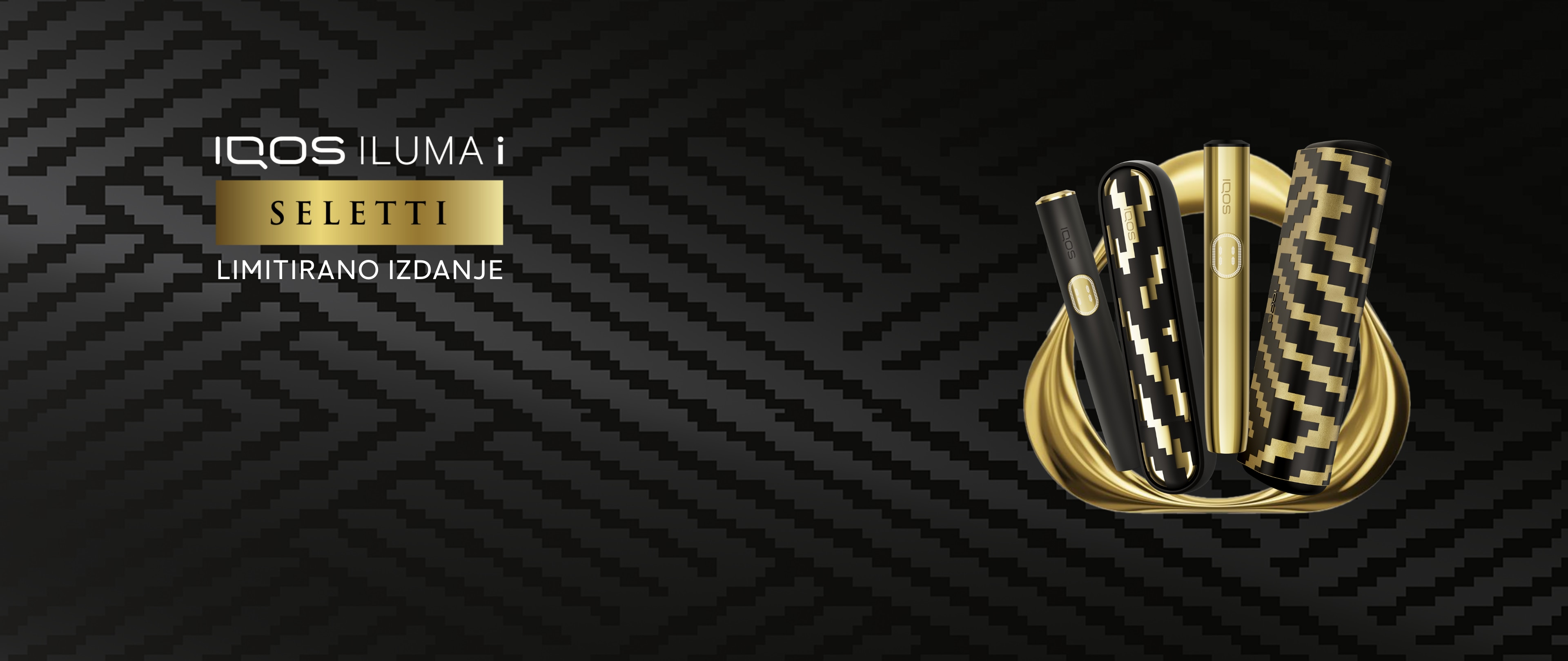 IQOS ILUMA i x Seletti i IQOS ILUMA i PRIME x Seletti limitirano izdanje uređaja u zlatnom IQOS logotipu